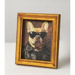 Miniature French Bulldog Magnet Cool Dog Leather Jacket Portrait Frenchie Dog